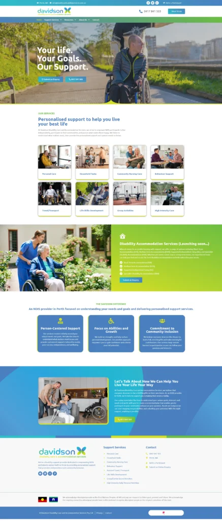 Davidson Disability Care Website Design